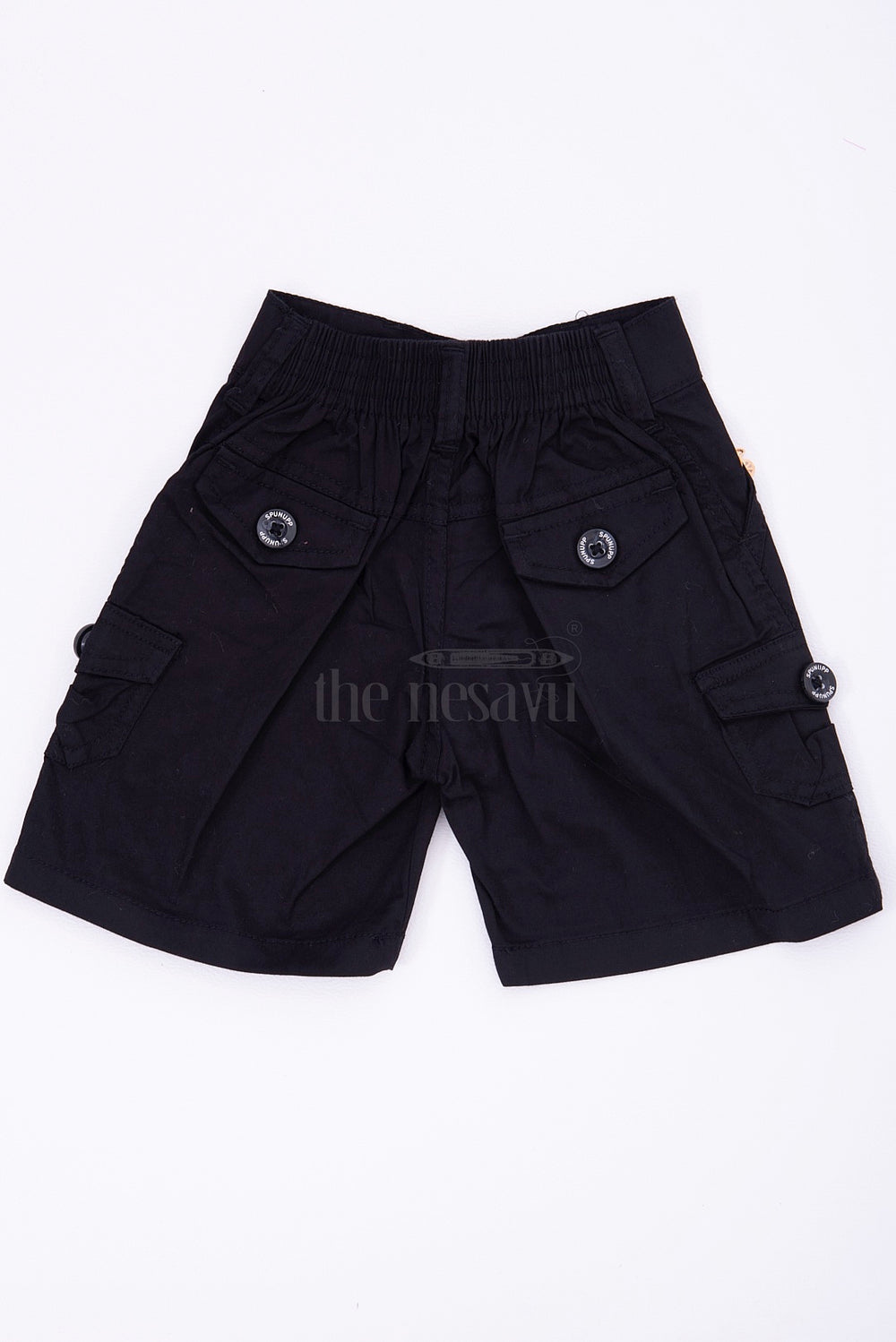 The Nesavu Boys Shorts Black Cotton Boys Dress Shorts Nesavu Black Cotton Boys Dress Shorts with Elastic Waist