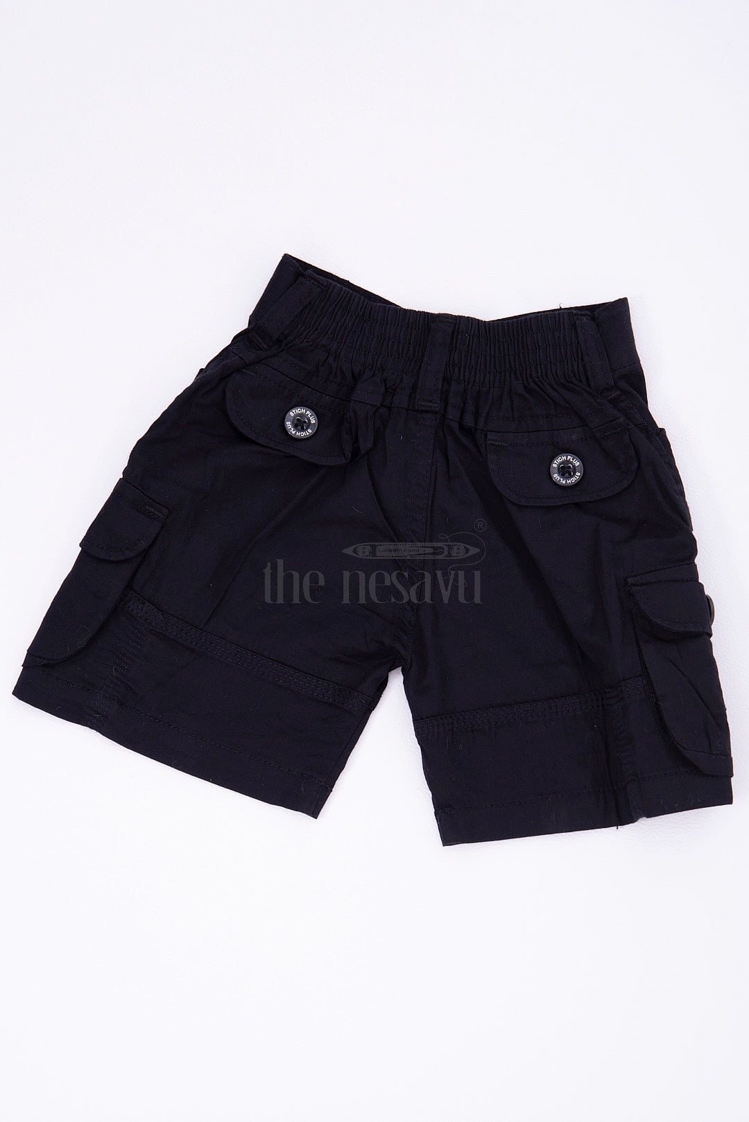 The Nesavu Boys Shorts Black Cotton Boys Dress Shorts Nesavu Black Cotton Boys Dress Shorts with Elastic Waist