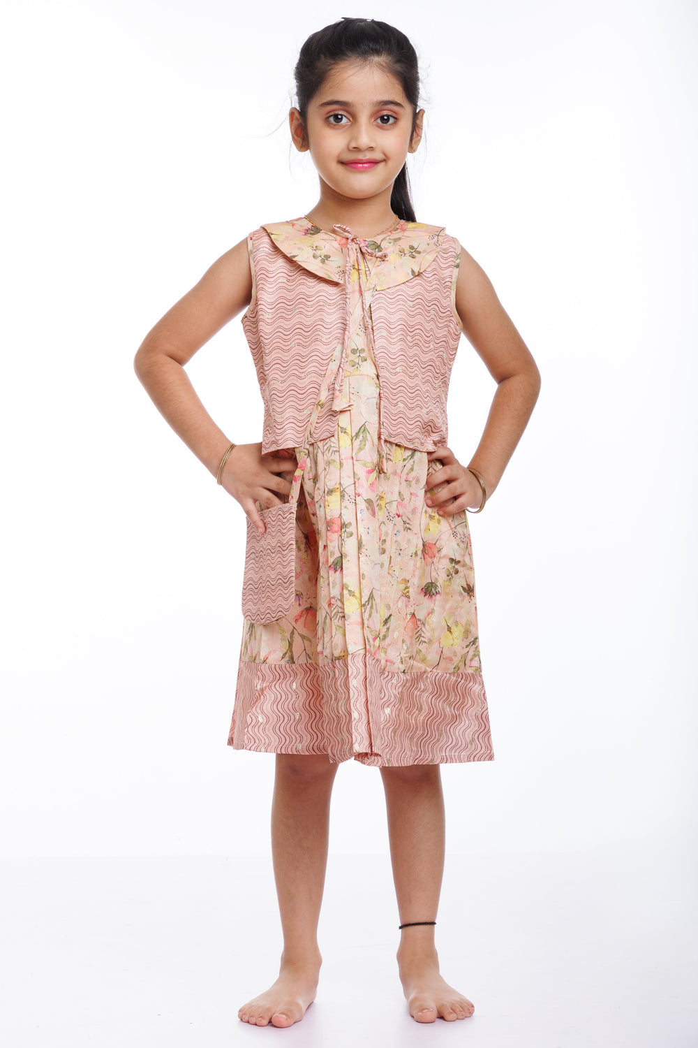 The Nesavu Girls Cotton Frock Blooming Comfort: Girls' Cotton Garden Party Frock Nesavu Charming Girls Cotton Frock with Floral Print | Perfect for Summer Fun | The Nesavu