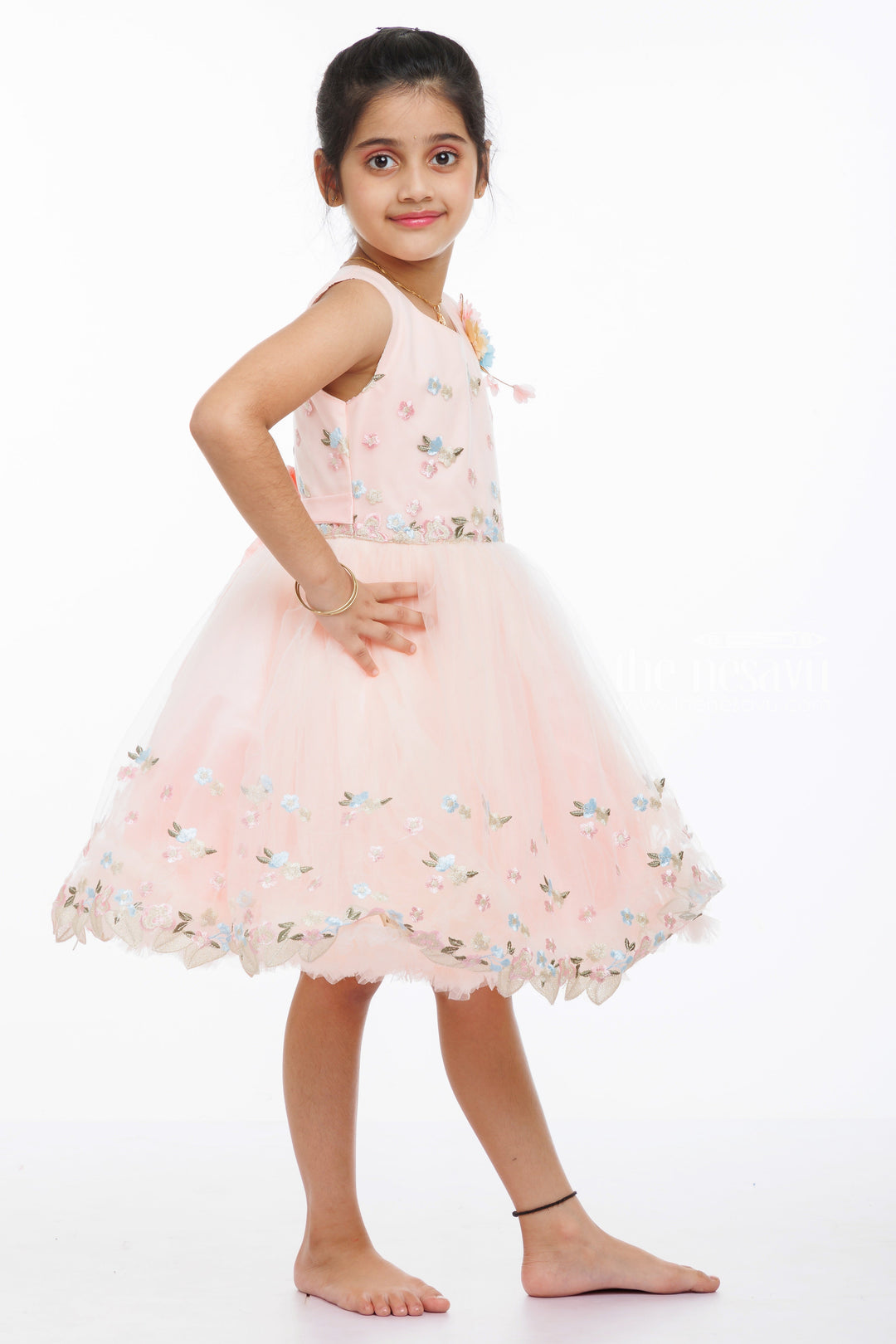 The Nesavu Girls Tutu Frock Blooming Elegance Velvet-Trimmed Tutu Frock: A Dazzling Affair for Girls Nesavu Shop Velvet Floral Girls Tutu Party Dress | Elegant Evening Gowns for Children | The Nesavu