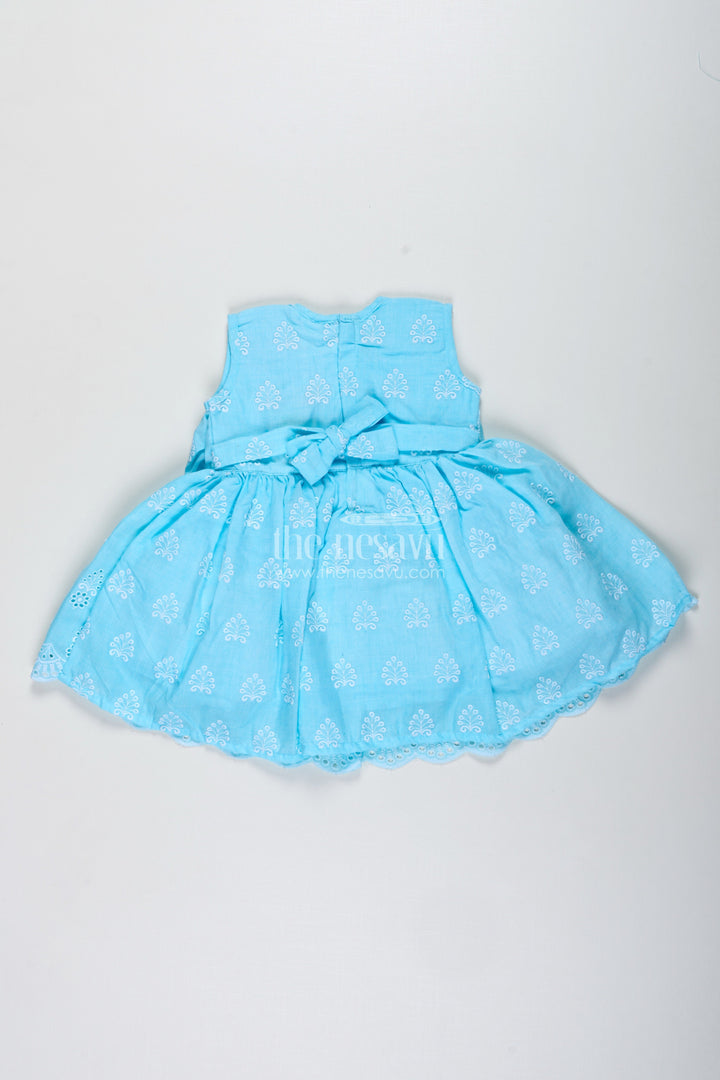 The Nesavu Girls Cotton Frock Blue Baby Girl Frock with Embroidery for Birthday and Photoshoots Nesavu Nesavu Blue Embroidered Baby Girl Frock Perfect Birthday Celebrations Festive Photo Moments