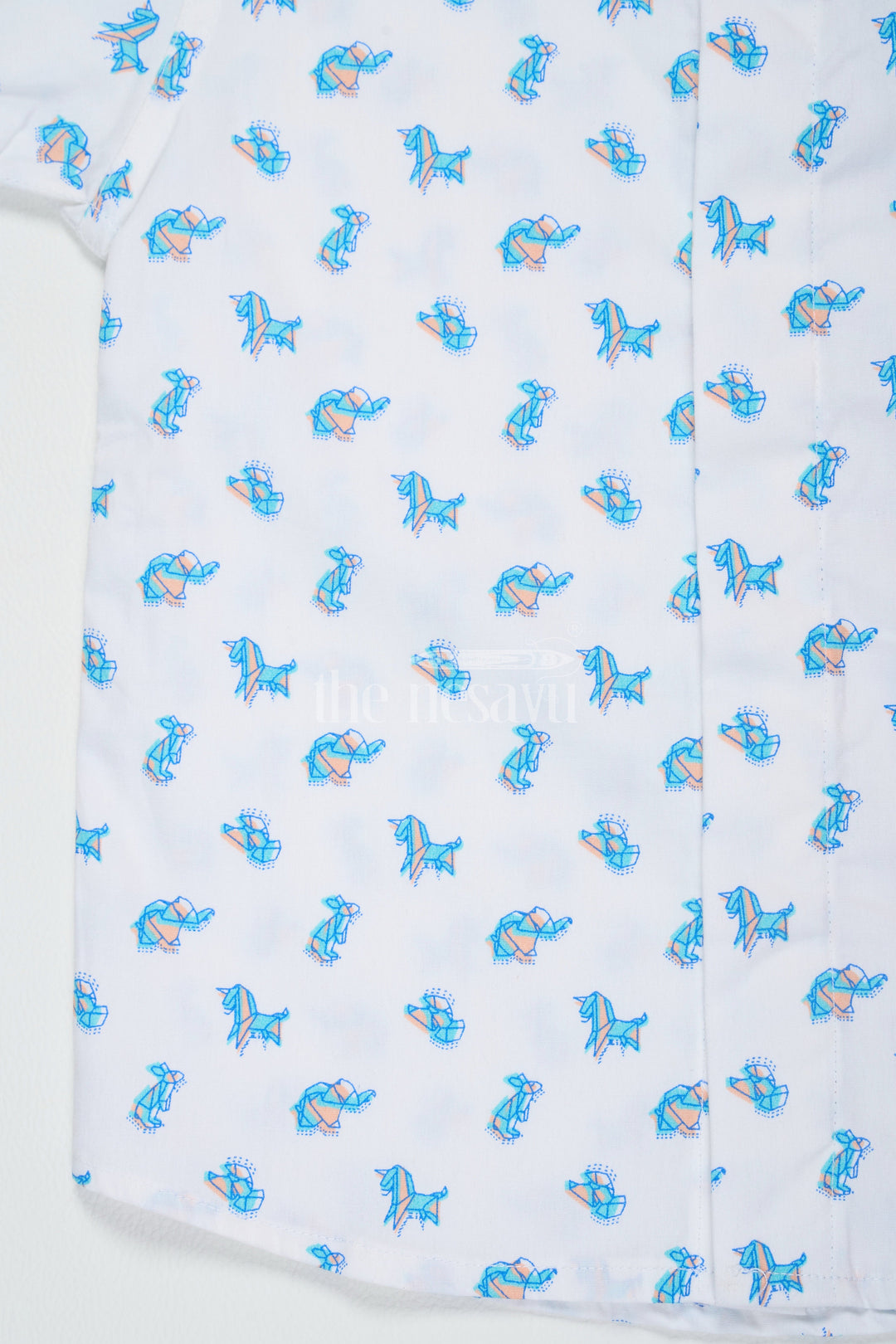 The Nesavu Boys Cotton Shirt Blue Beach Shirt for Boys with Fun Dino Print Half Sleeves Lightweight Cotton Fabric Nesavu Blue Dino Print Boys Cotton Beach Shirt Nesavu Fun Half Sleeves Lightweight Casual Wear Summer