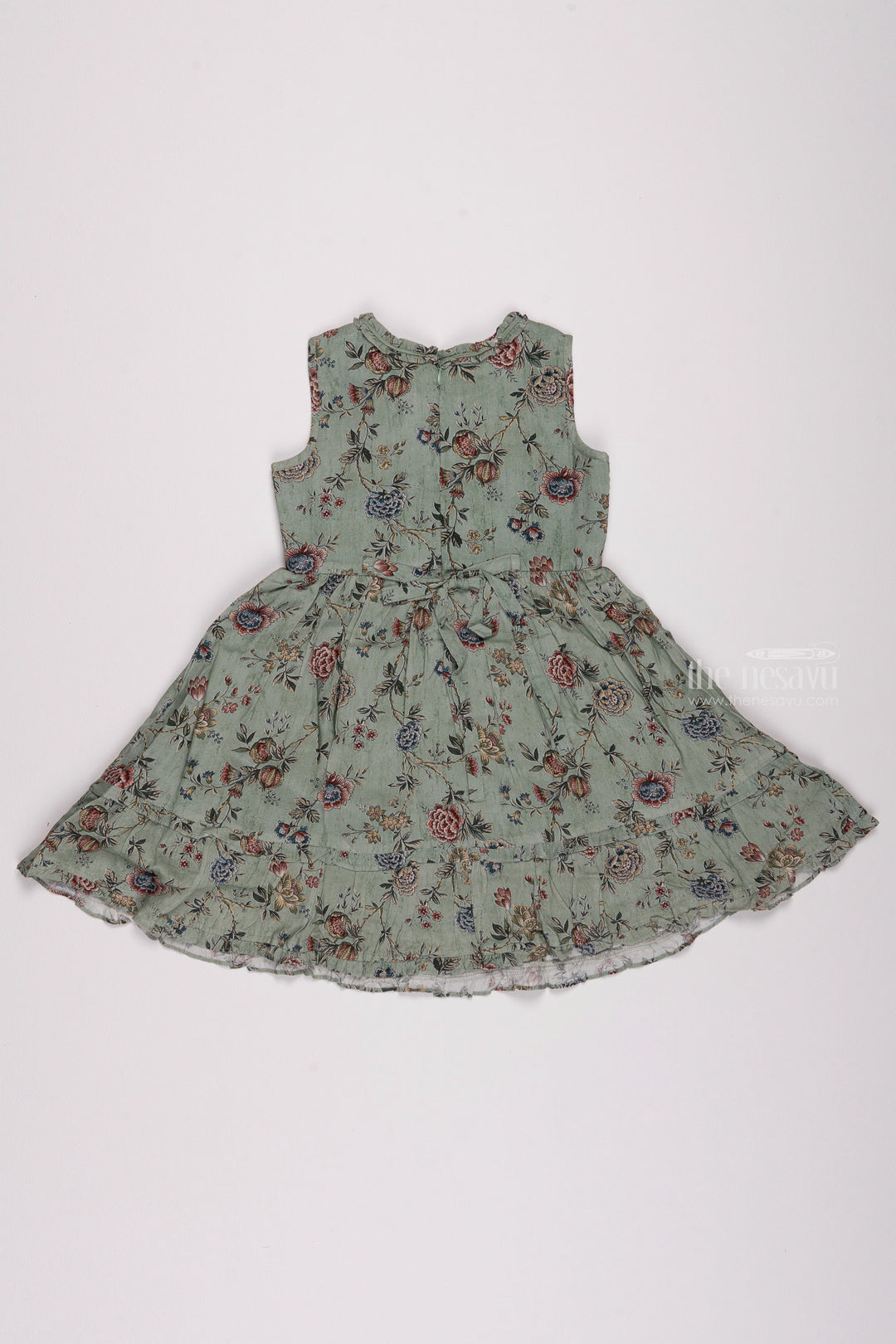 The Nesavu Girls Cotton Frock Blue Blossom: Girls Sleeveless Floral Cotton Frock Nesavu Unique Baby Frocks: Find the Perfect Cotton Dress for Every Occasion | The Nesavu