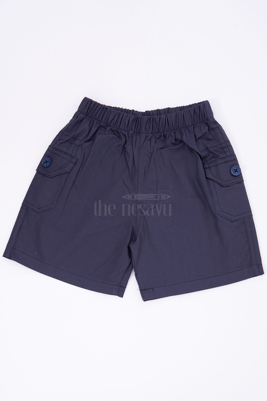 The Nesavu Boys Shorts Blue Boys Cotton Shorts for Matching Outfits Nesavu 16 (1Y) / Blue BWS010F-16 The Nesavu Blue Boys Cotton Shorts - Elastic Waist & Casual Style