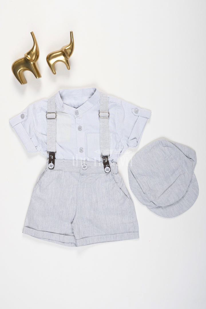 The Nesavu Boys Casual Set Blue Boys ThreePiece Casual Set with Checked Waistcoat Bow Tie and Pants Nesavu 12 (3M) / Blue BCS134A-12 Blue Boys Three-Piece Casual Set with Checked Waistcoat and Bow Tie Nesavu