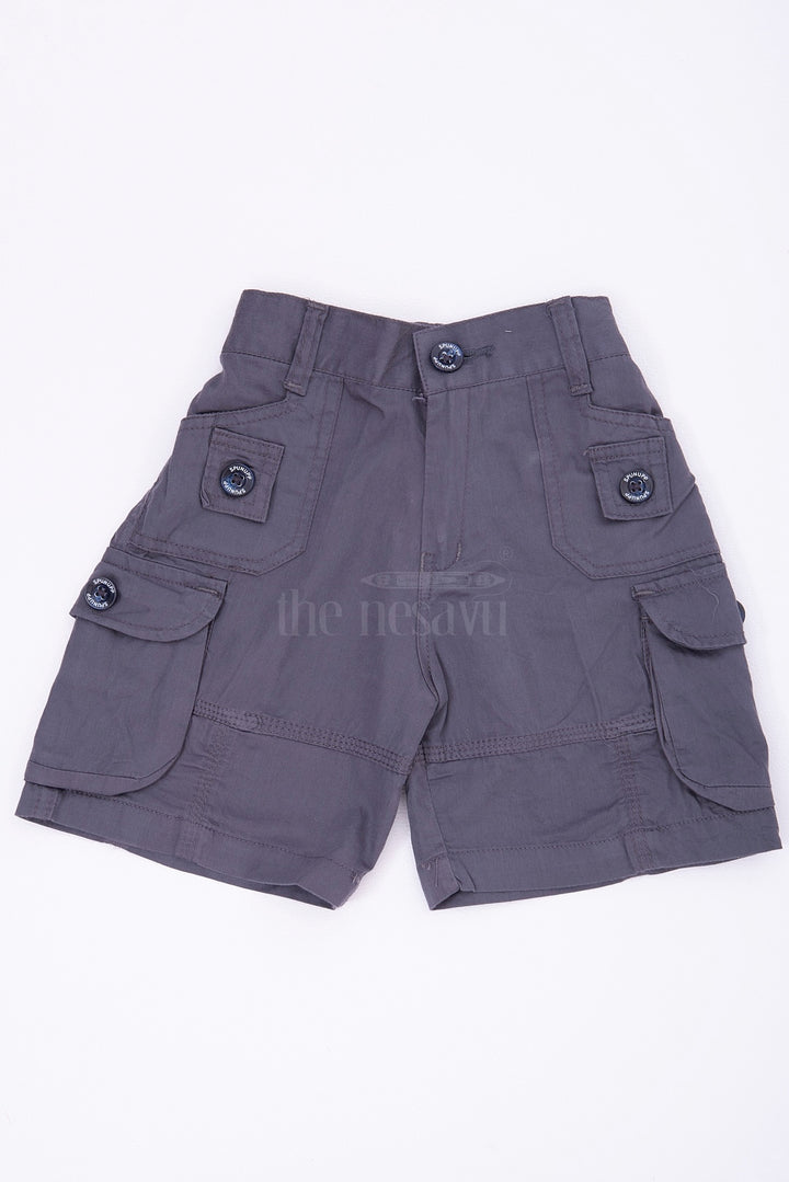 The Nesavu Boys Shorts Blue Cargo Cotton Boys Bermuda Shorts Nesavu 16 (1Y) / Blue BWS004F-16 Blue Cargo Cotton Boys Bermuda Shorts with Elastic Waist