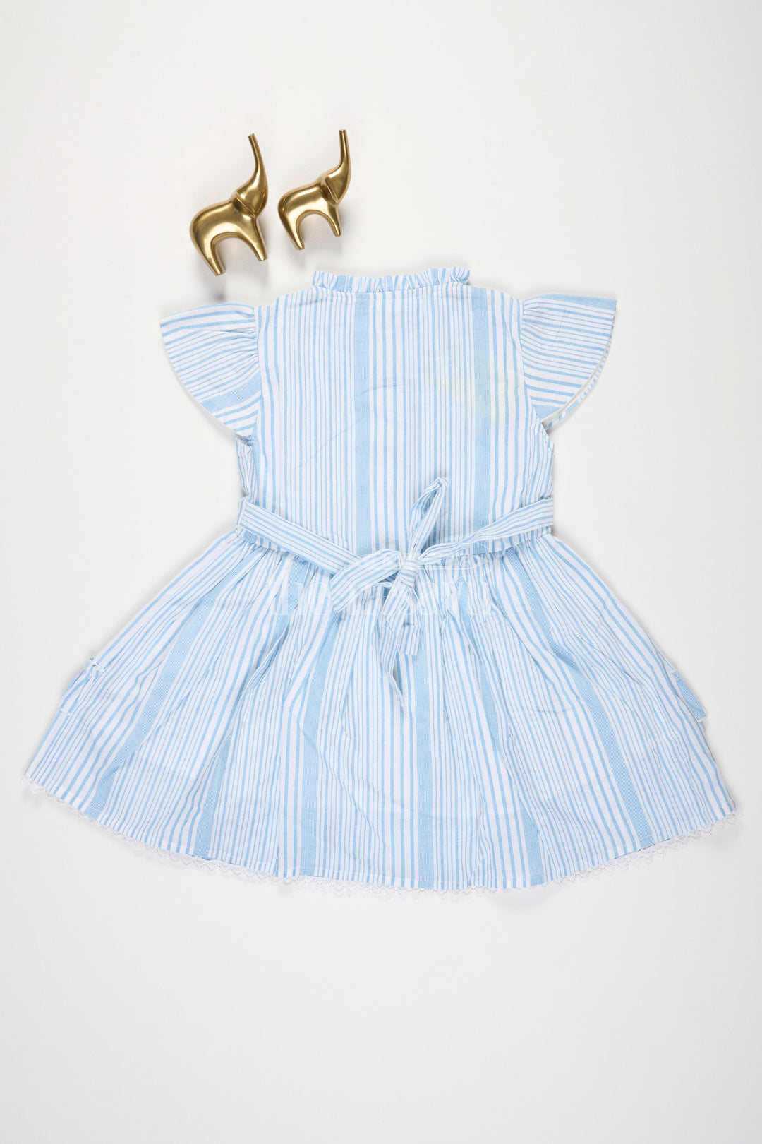 The Nesavu Girls Cotton Frock Blue Cotton Frock with Ruffles and Pleats for Girls Nesavu Blue Cotton Frock with Ruffles and Pleats for Girls Nesavu