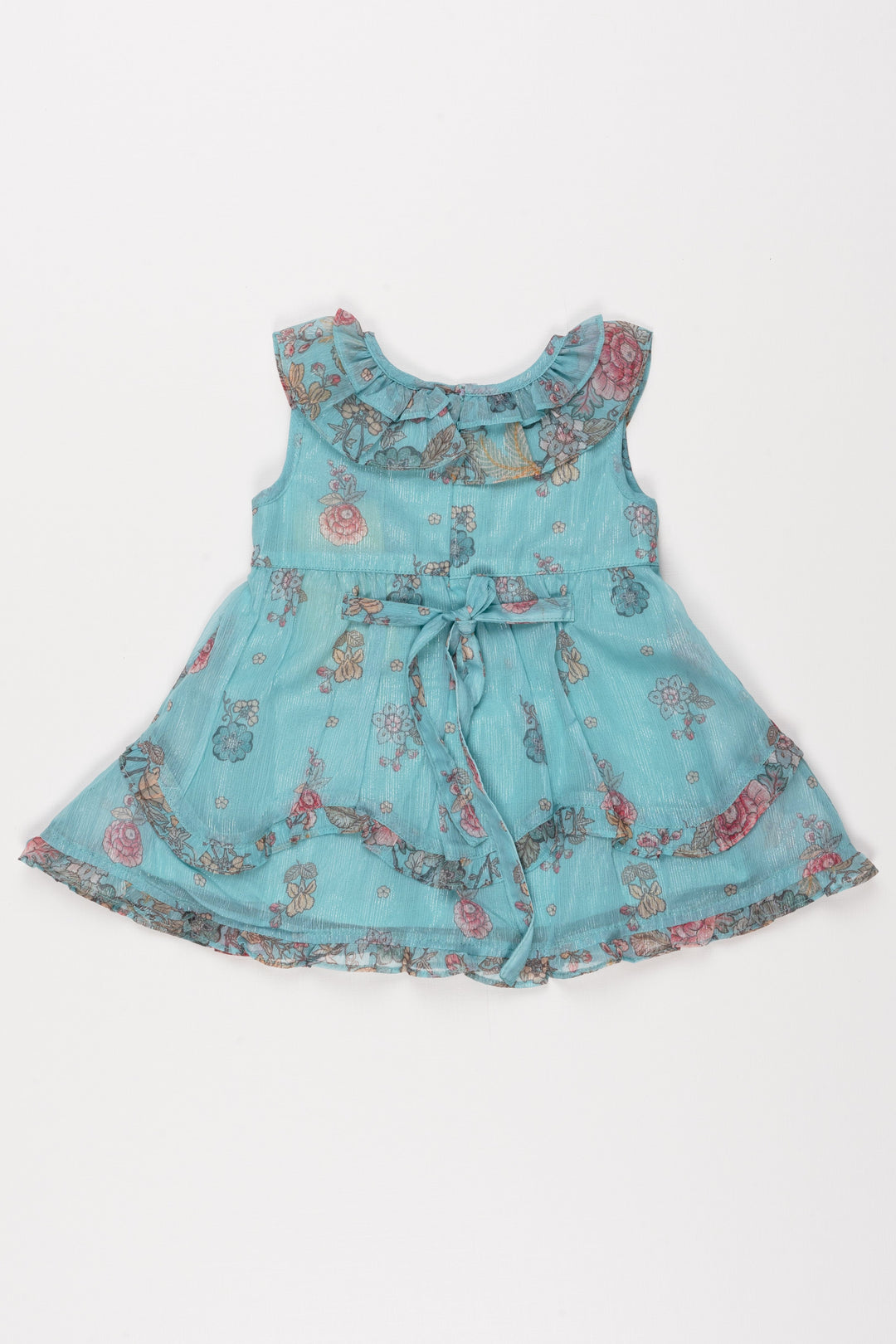 The Nesavu Baby Cotton Frocks Blue Serenity: Floral Elegance in Pleated Layered Baby Frock for Future Fashionistas Nesavu 14 (6M) / Blue / Cotton BFJ474A-14 Infant dress designs | Baby wear collections | The Nesavu