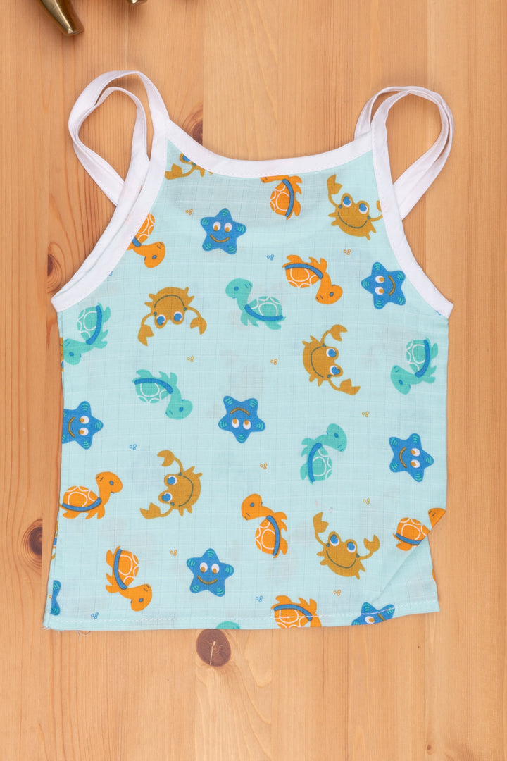 The Nesavu Baby Jhables Blue Tie-Up Baby Wear: Sea Animal Design for Newborns Nesavu Buy Newborn Baby dress Online | Premium Baby dresses | The Nesavu