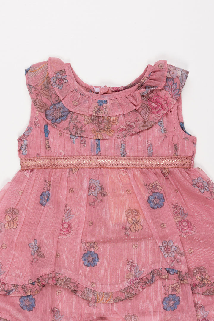 The Nesavu Baby Cotton Frocks Blush Blooms: Chic Floral Pleated Layered Baby Frock for Adorable Trendsetters Nesavu Summer Ready Sets for Baby Girls | Shirt and Trousers for Little Girls | The Nesavu