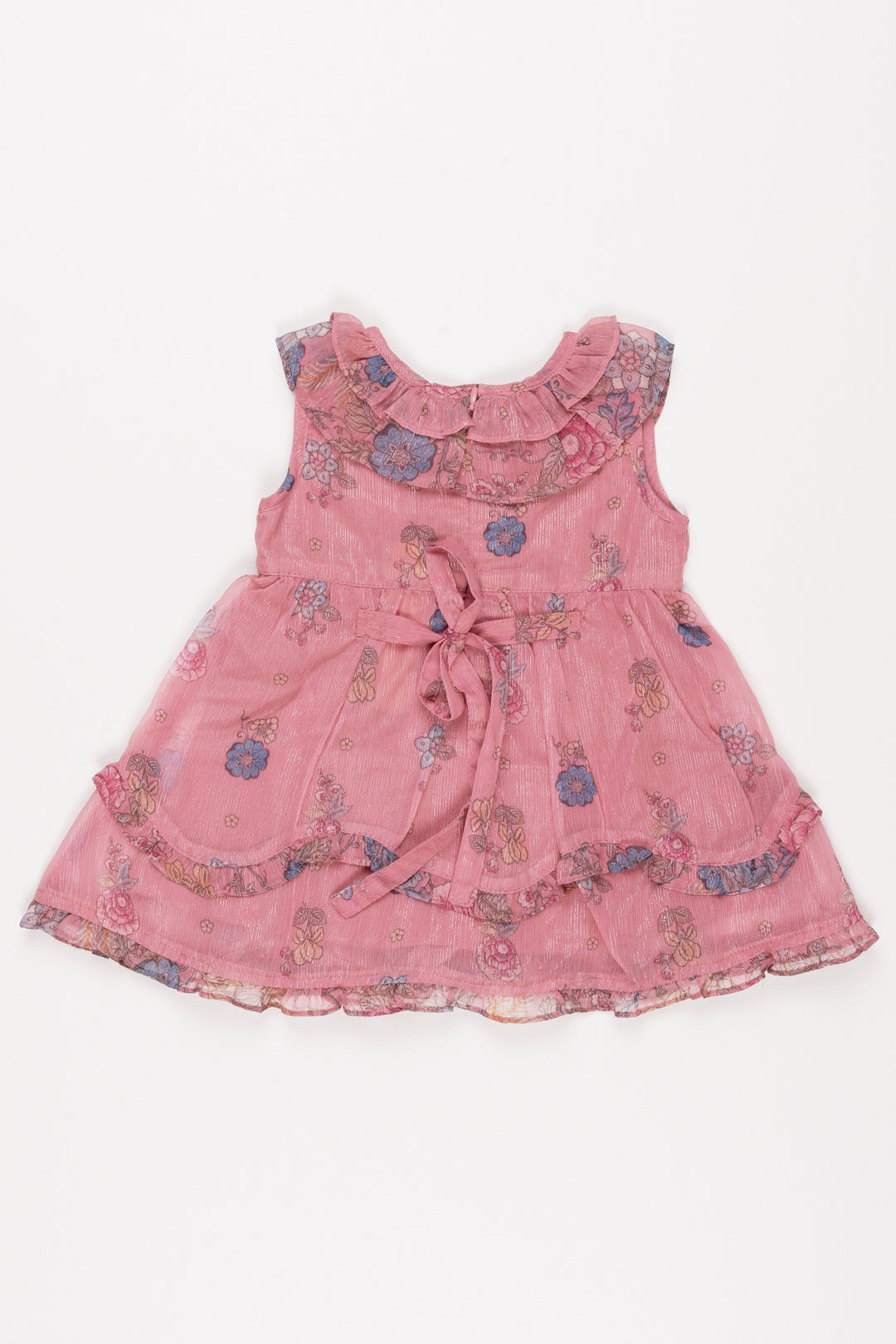 The Nesavu Baby Cotton Frocks Blush Blooms: Chic Floral Pleated Layered Baby Frock for Adorable Trendsetters Nesavu Summer Ready Sets for Baby Girls | Shirt and Trousers for Little Girls | The Nesavu