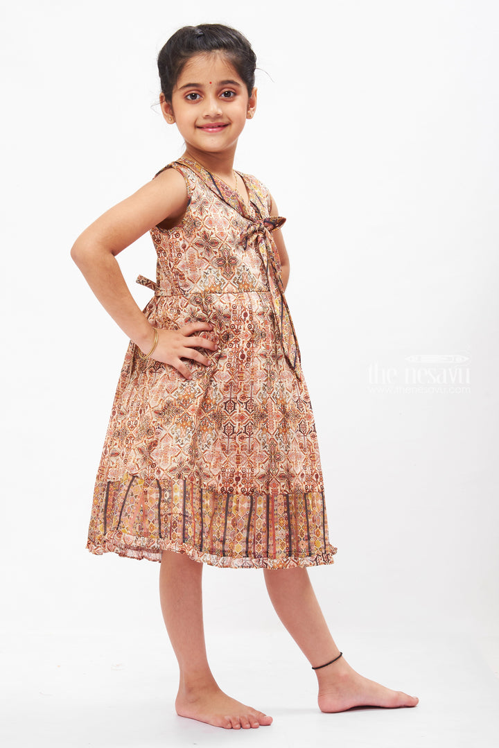 The Nesavu Girls Cotton Frock Bohemian Charm Cotton Frock for Girls Nesavu Bohemian Print Girls Frock | Soft Cotton Summer Dress | The Nesavu