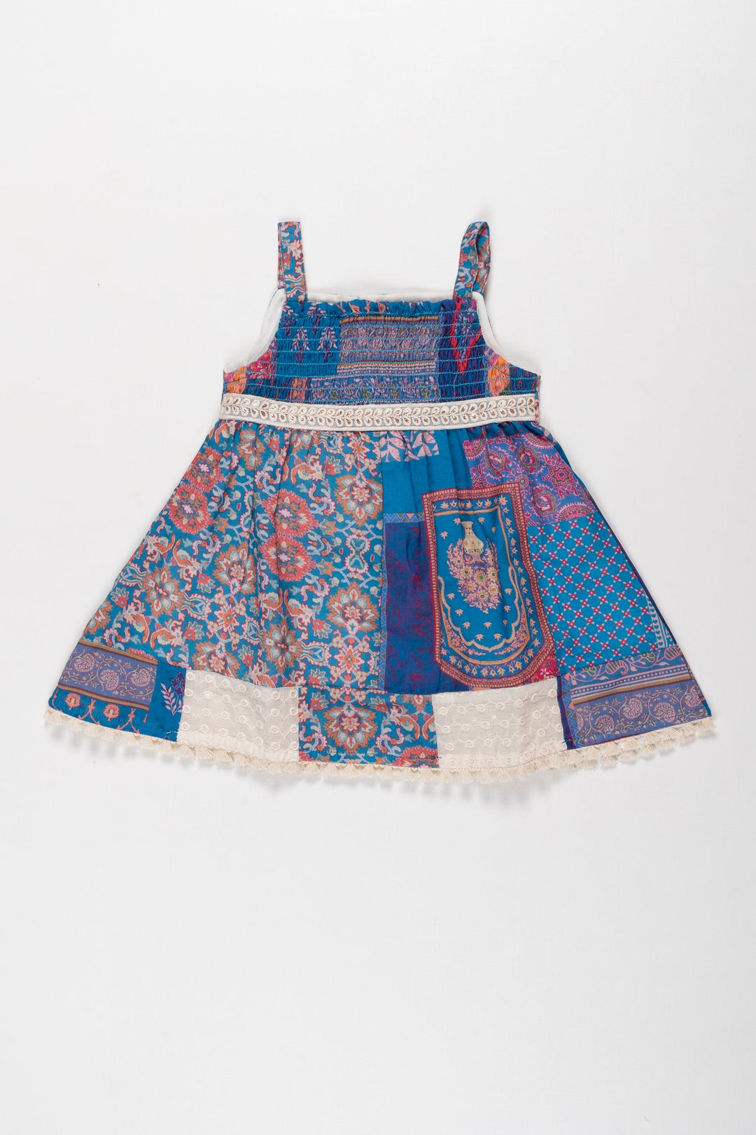 The Nesavu Baby Cotton Frocks Bohemian Chic Girls Patchwork Dress with Intricate Prints Nesavu Girls Boho Patchwork Dress  Vivid Patterns  Fringe Details a Stylish Summer  The Nesavu