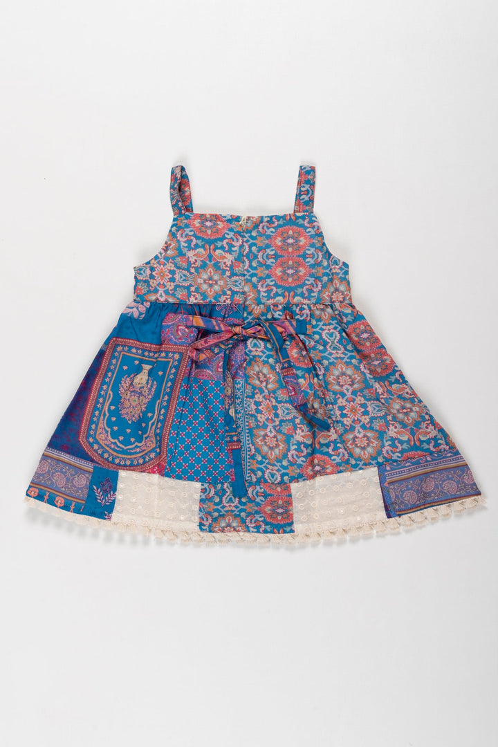 The Nesavu Baby Cotton Frocks Bohemian Chic Girls Patchwork Dress with Intricate Prints Nesavu Girls Boho Patchwork Dress  Vivid Patterns  Fringe Details a Stylish Summer  The Nesavu