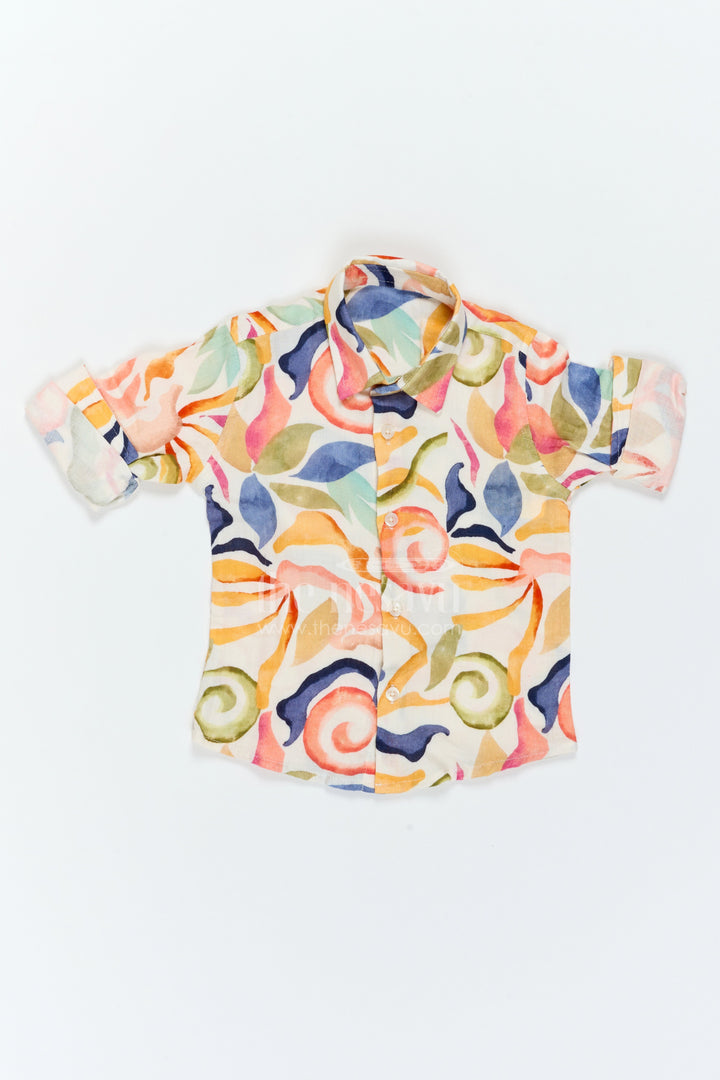The Nesavu Boys Cotton Shirt Boys Abstract Print Muslin Shirt for Holidays Birthdays and Creative Casual Wear Nesavu 18 (2Y) / Multicolor / Muslin BS543A-18 Nesavu Boys Abstract Print Muslin Shirt For Holidays Birthdays Family Lunches And Creative Casual Outings