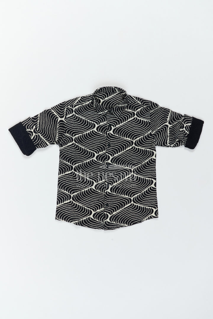 The Nesavu Boys Cotton Shirt Boys Abstract Print Shirt for Parties Holidays and Standout Casual Looks Nesavu 28 (7Y) / Black / Cotton Blend BS541A-28 Nesavu Boys Abstract Print Shirt For Parties Holidays Family Outings And Standout Smart Casual Styling