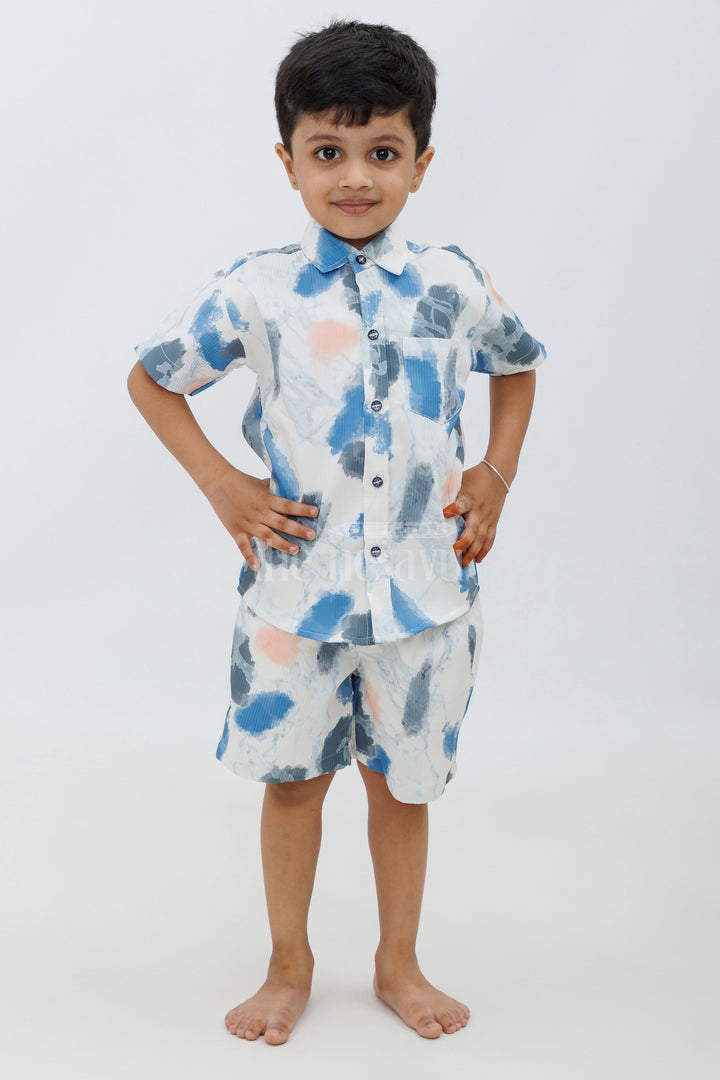 The Nesavu Boys Casual Set Boys' Abstract Print Tie-Dye Casual Set Nesavu 16 (1Y) / multicolor BCS085A-16 Boys' Abstract Print Tie-Dye Casual Set - Two-Piece Outfit