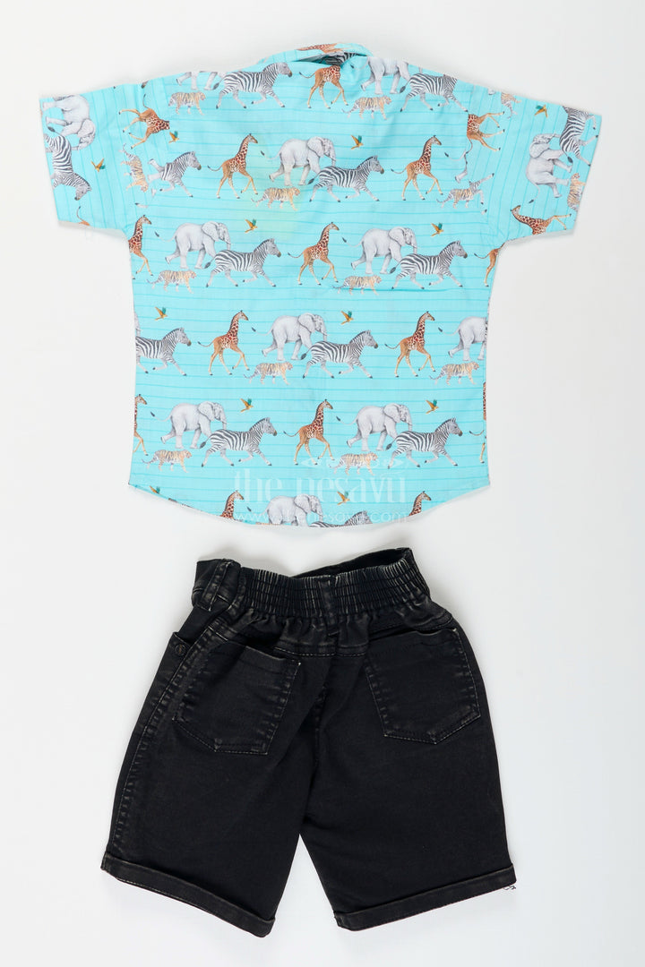 The Nesavu Boys Casual Set Boys Animal Print Casual Set for Birthdays and Everyday Wear Nesavu Nesavu boys birthday outfit animal print shirt comfy shorts casual celebrations