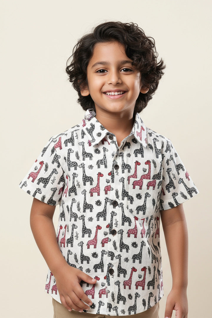 The Nesavu Boys Cotton Shirt Boys Animal Print Cotton Shirt for Birthdays and Zoo Trips Nesavu 20 (3Y) / Multicolor BS323A-20 Nesavu boys cotton shirt multicolor animal print  ideal birthday fun outdoor adventures