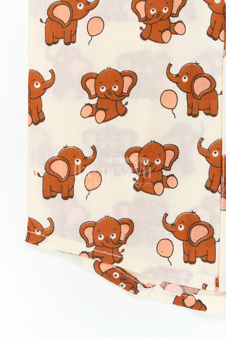 The Nesavu Boys Cotton Shirt Boys Animal Print Cotton Shirt for Playdates and Casual Outings Nesavu Nesavu Boys Cotton Animal Print Shirt With Elephant Design For Playful Casual Outings