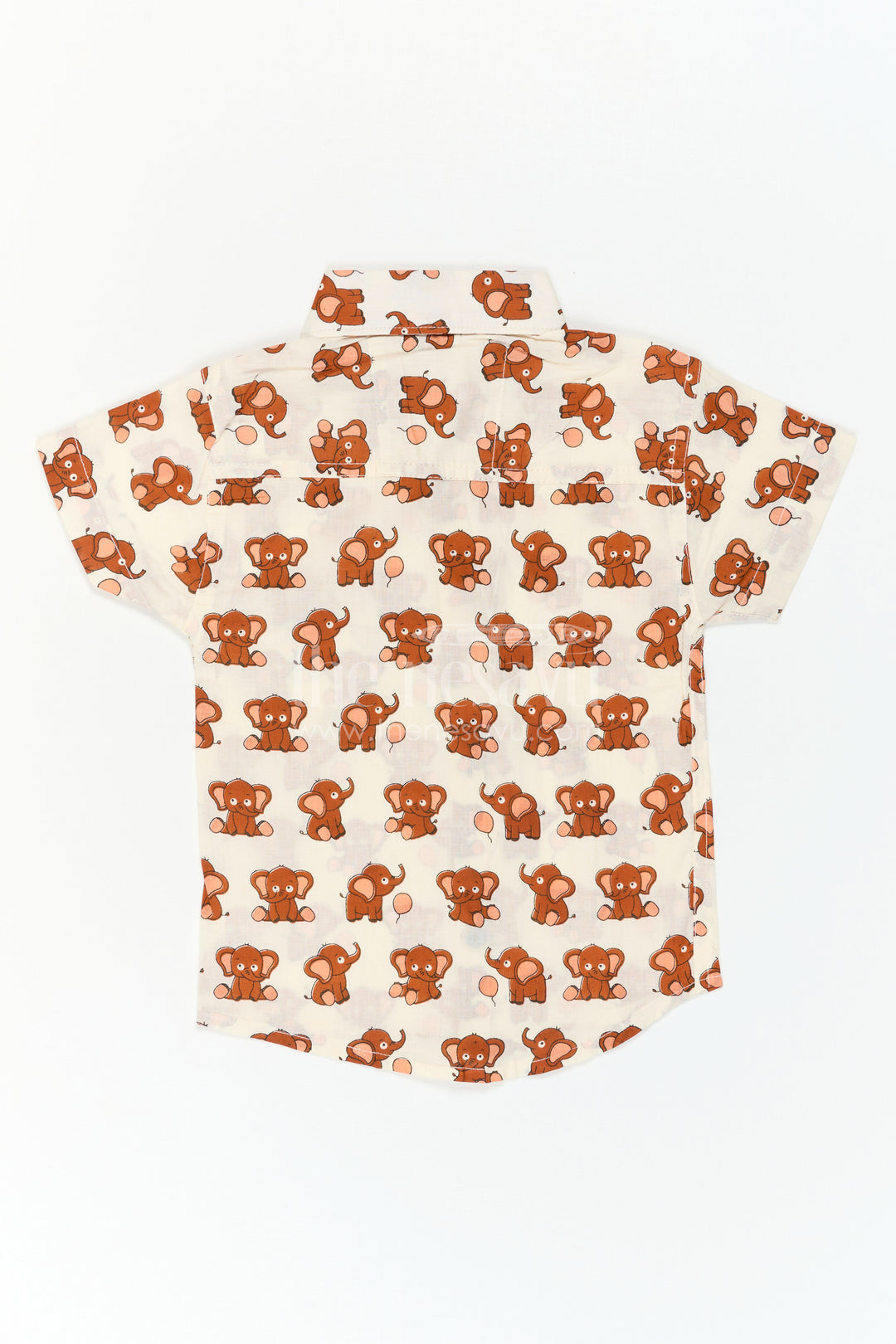 The Nesavu Boys Cotton Shirt Boys Animal Print Cotton Shirt for Playdates and Casual Outings Nesavu Nesavu Boys Cotton Animal Print Shirt With Elephant Design For Playful Casual Outings