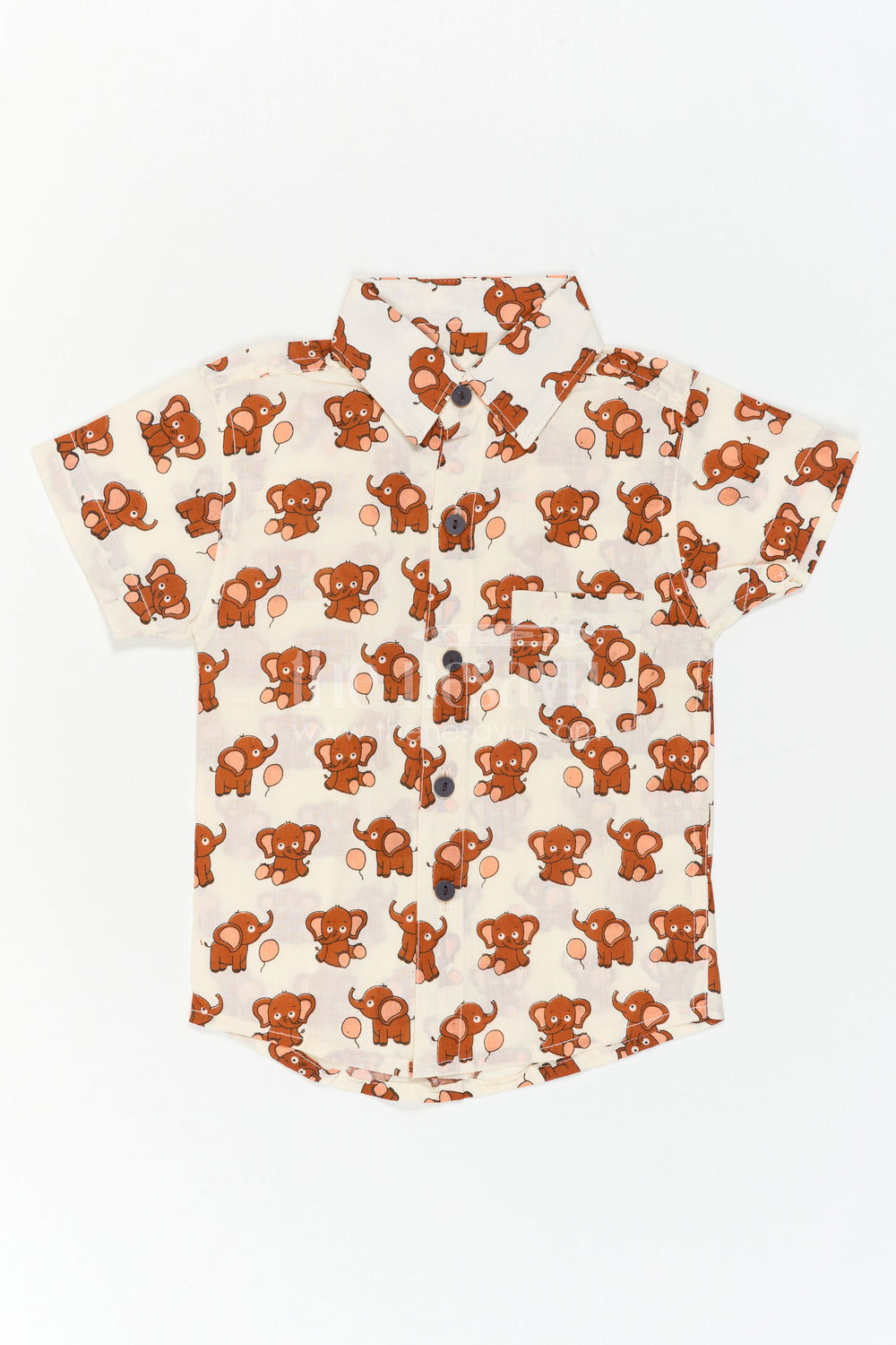 The Nesavu Boys Cotton Shirt Boys Animal Print Cotton Shirt for Playdates and Casual Outings Nesavu Nesavu Boys Cotton Animal Print Shirt With Elephant Design For Playful Casual Outings