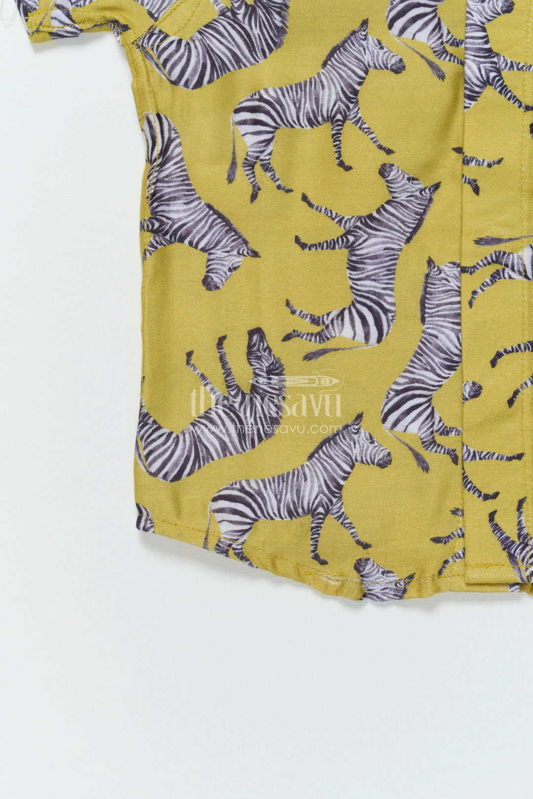 The Nesavu Boys Linen Shirt Boys Animal Print Linen Shirt for Playdates and Park Days Nesavu Nesavu boys linen blend shirt with zebra print for casual summer and school days