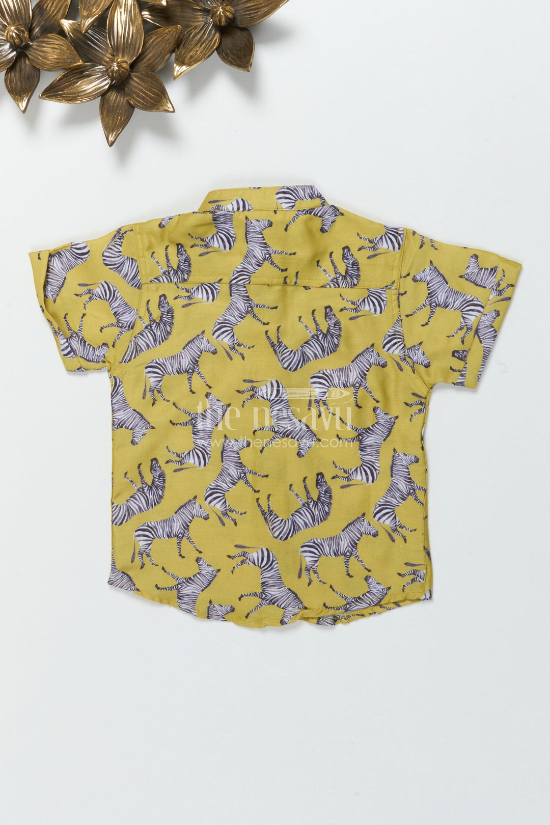 The Nesavu Boys Linen Shirt Boys Animal Print Linen Shirt for Playdates and Park Days Nesavu Nesavu boys linen blend shirt with zebra print for casual summer and school days