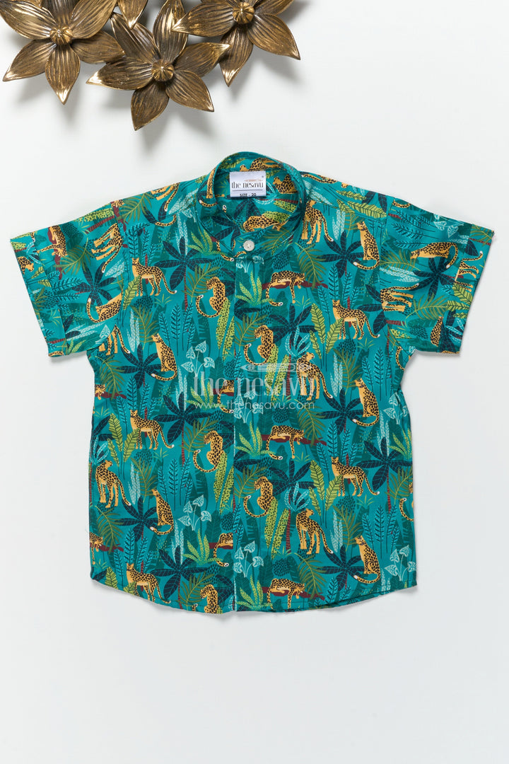 The Nesavu Boys Cotton Shirt Boys Animal Print Shirt for Zoo Trips and Everyday Play Nesavu Nesavu boys animal print shirt playdates zoo trips everyday dressing