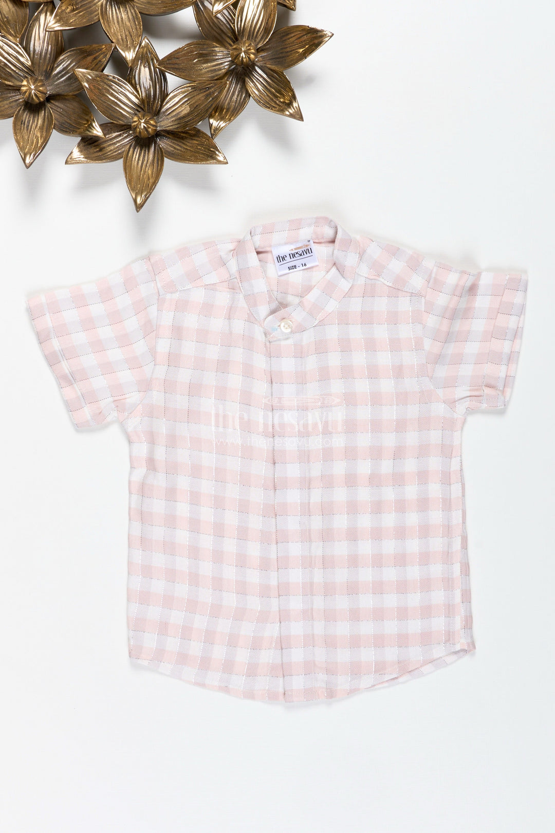 The Nesavu Boys Cotton Shirt Boys Beige Checkered Shirt in Cotton Blend for Everyday Comfort and Style Nesavu Nesavu Boys Cotton Blend Check Shirt Everyday Wear School Family Time Casual Outings