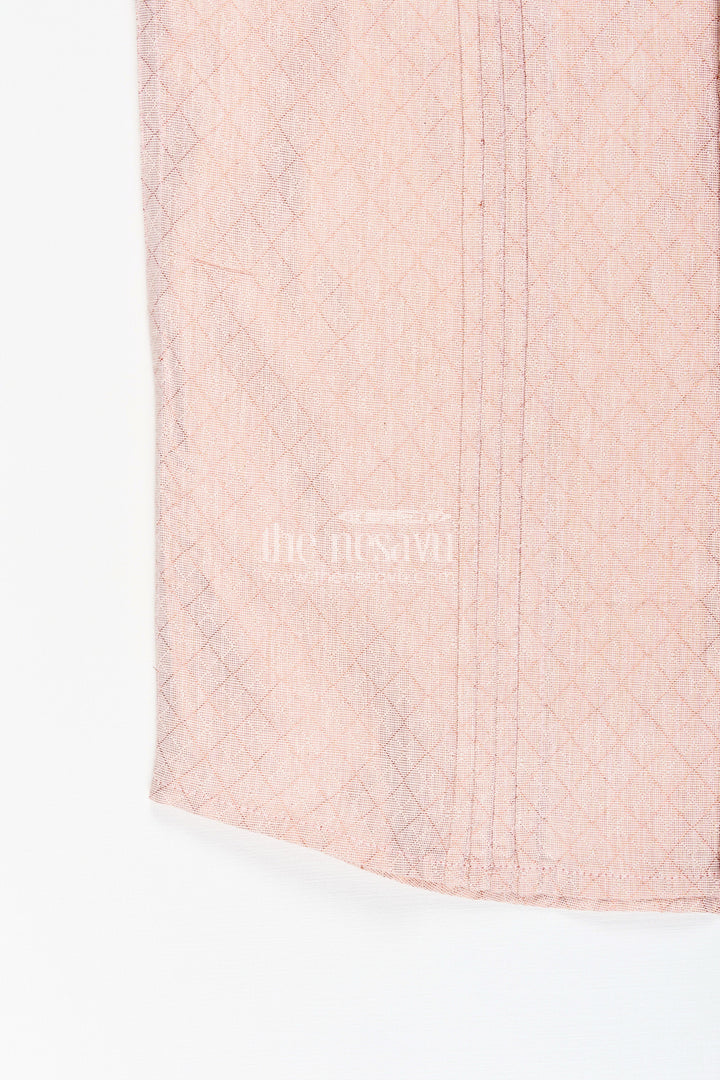 The Nesavu Boys Cotton Shirt Boys Beige Tissue Kurta Shirt Nesavu Nesavu Boys Beige Tissue Short Kurta Ethnic Shirt Weddings Festivals