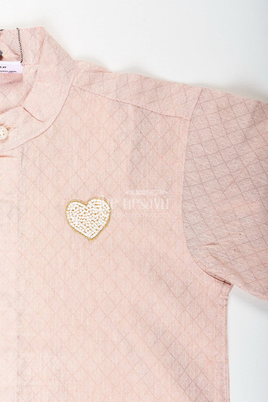 The Nesavu Boys Cotton Shirt Boys Beige Tissue Kurta Shirt Nesavu Nesavu Boys Beige Tissue Short Kurta Ethnic Shirt Weddings Festivals