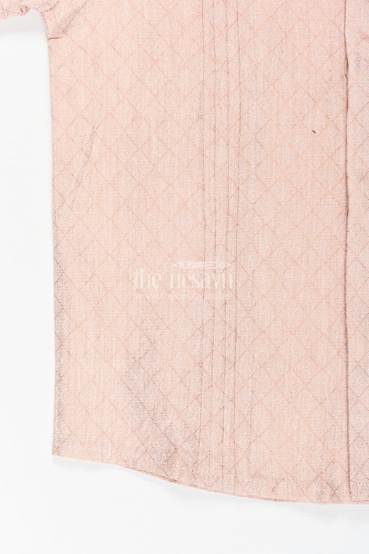 The Nesavu Boys Cotton Shirt Boys Beige Tissue Kurta Shirt Nesavu Nesavu Boys Beige Tissue Short Kurta Ethnic Shirt Weddings Festivals