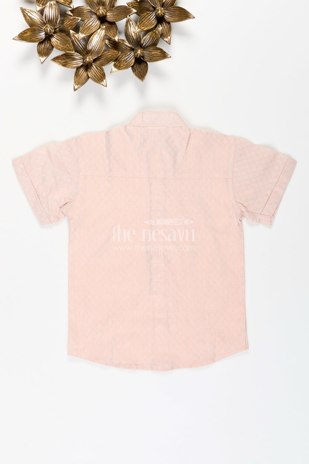 The Nesavu Boys Cotton Shirt Boys Beige Tissue Kurta Shirt Nesavu Nesavu Boys Beige Tissue Short Kurta Ethnic Shirt Weddings Festivals