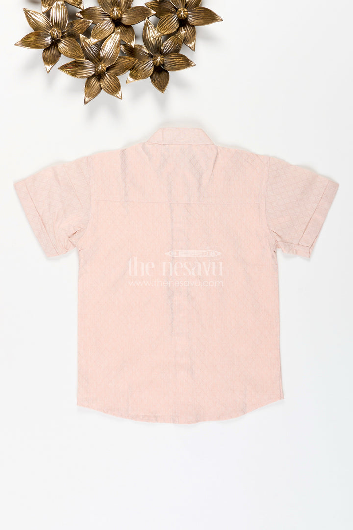 The Nesavu Boys Cotton Shirt Boys Beige Tissue Kurta Shirt Nesavu Nesavu Boys Beige Tissue Short Kurta Ethnic Shirt Weddings Festivals