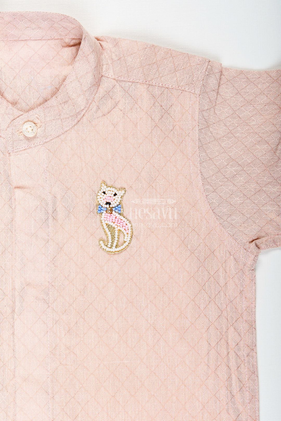 The Nesavu Boys Cotton Shirt Boys Beige Tissue Kurta Shirt Nesavu Nesavu Boys Beige Tissue Short Kurta Ethnic Shirt Weddings Festivals