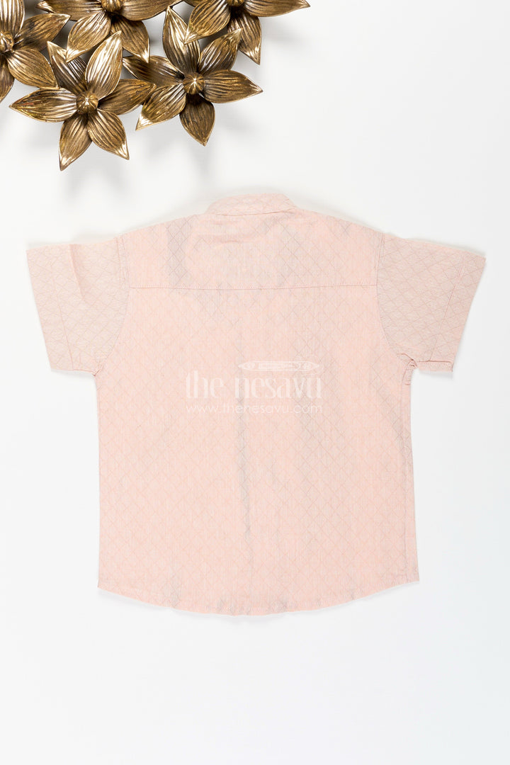 The Nesavu Boys Cotton Shirt Boys Beige Tissue Kurta Shirt Nesavu Nesavu Boys Beige Tissue Short Kurta Ethnic Shirt Weddings Festivals