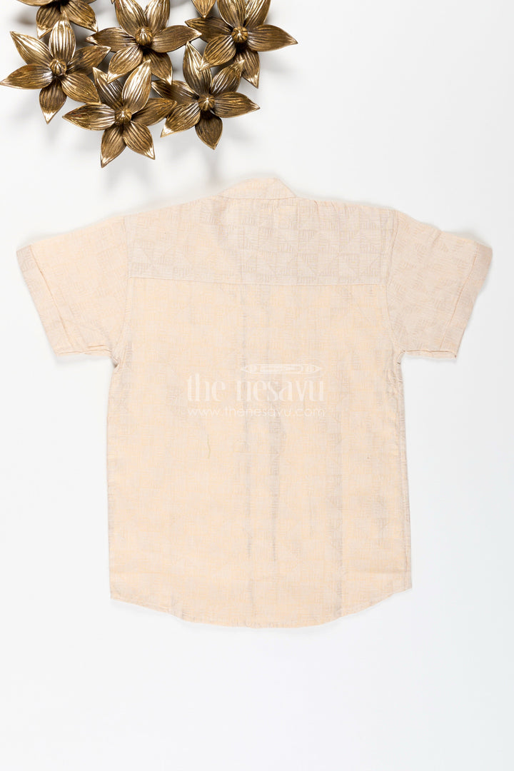 The Nesavu Boys Cotton Shirt Boys Beige Tissue Kurta Shirt Traditional Wear for Weddings and Poojas Nesavu Nesavu Boys Beige Tissue Kurta Shirt Traditional Wear Weddings Poojas