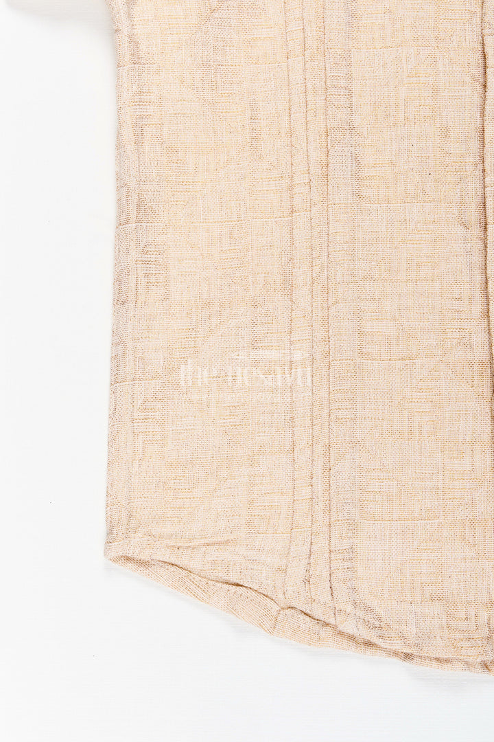 The Nesavu Boys Cotton Shirt Boys Beige Tissue Kurta Shirt Traditional Wear for Weddings and Poojas Nesavu Nesavu Boys Beige Tissue Kurta Shirt Traditional Wear Weddings Poojas
