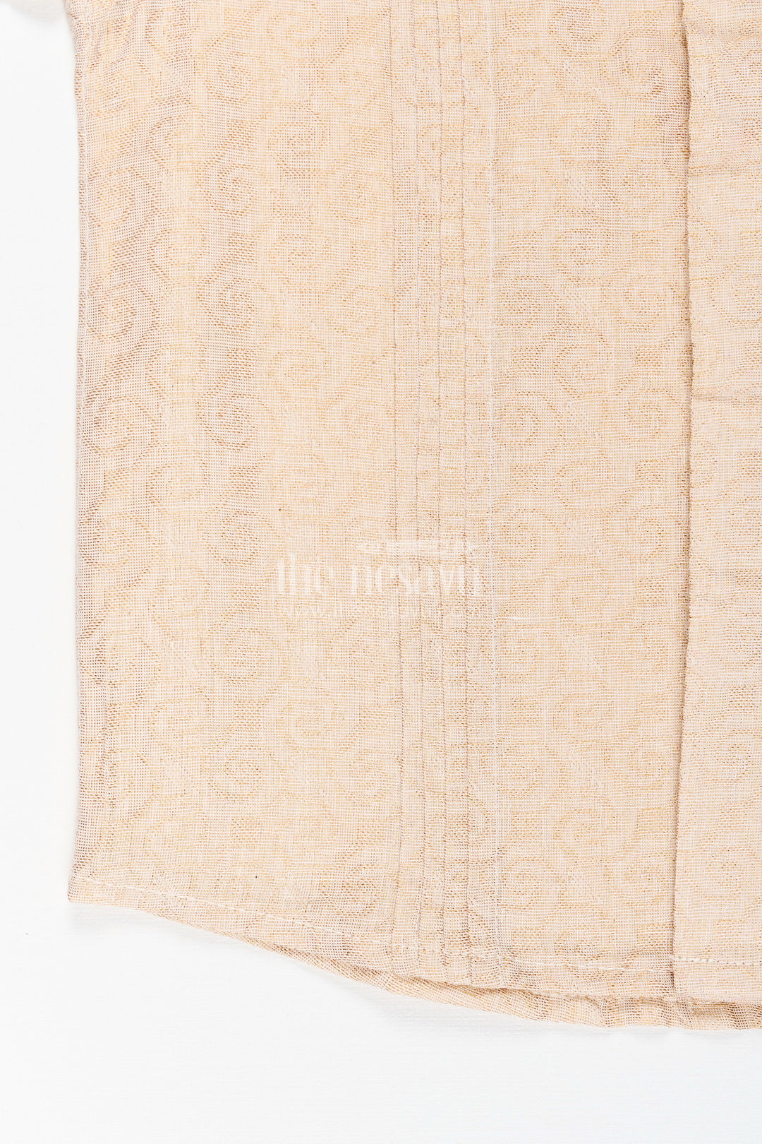 The Nesavu Boys Cotton Shirt Boys Beige Tissue Short Kurta Shirt Nesavu Nesavu Boys Beige Tissue Shirt Collar Ideal Weddings Family Functions