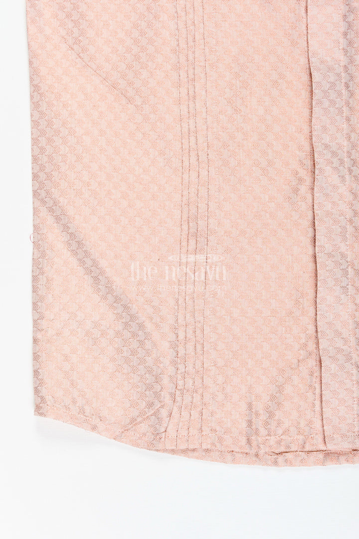 The Nesavu Boys Cotton Shirt Boys Beige Woven Tissue Kurta Shirt Perfect for Birthdays & Poojas Nesavu Nesavu Boys Beige Woven Tissue Kurta Shirt Traditional Outfit Birthdays Poojas