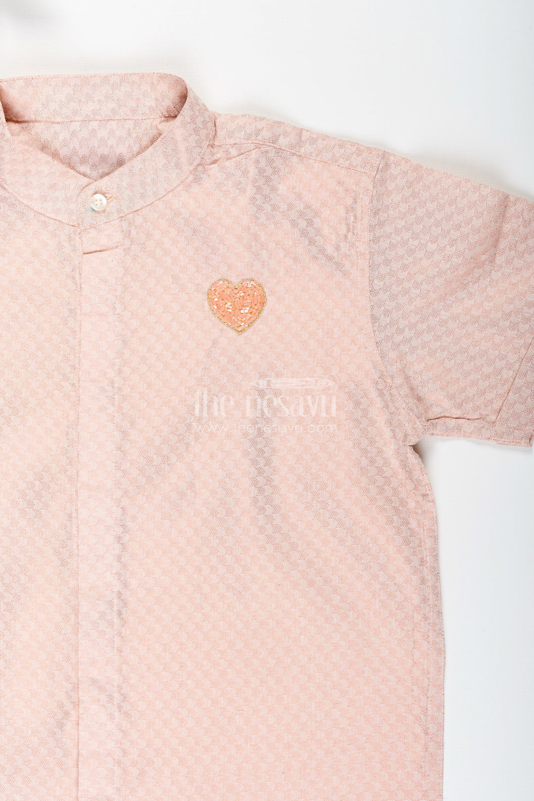 The Nesavu Boys Cotton Shirt Boys Beige Woven Tissue Kurta Shirt Perfect for Birthdays & Poojas Nesavu Nesavu Boys Beige Woven Tissue Kurta Shirt Traditional Outfit Birthdays Poojas