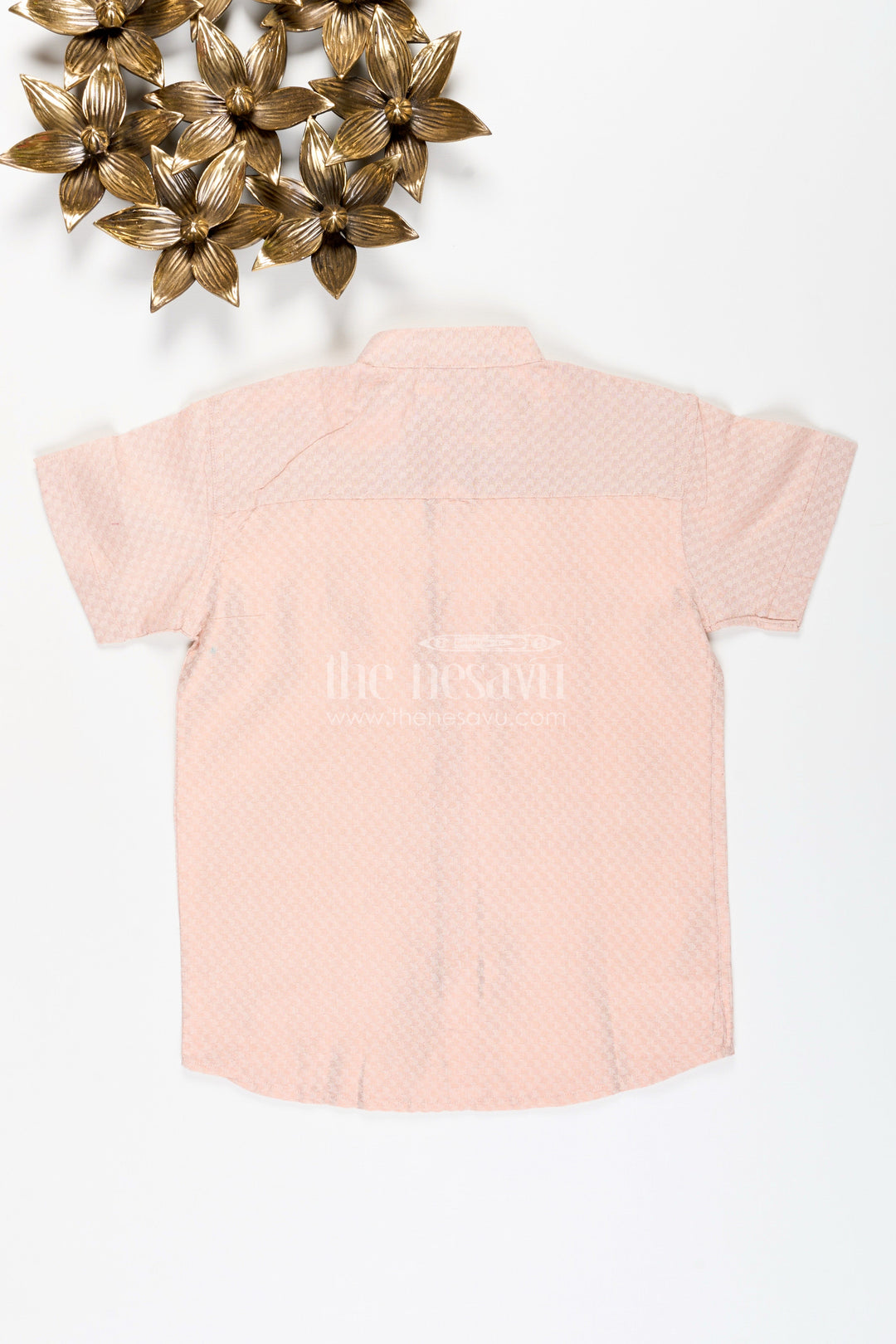 The Nesavu Boys Cotton Shirt Boys Beige Woven Tissue Kurta Shirt Perfect for Birthdays & Poojas Nesavu Nesavu Boys Beige Woven Tissue Kurta Shirt Traditional Outfit Birthdays Poojas