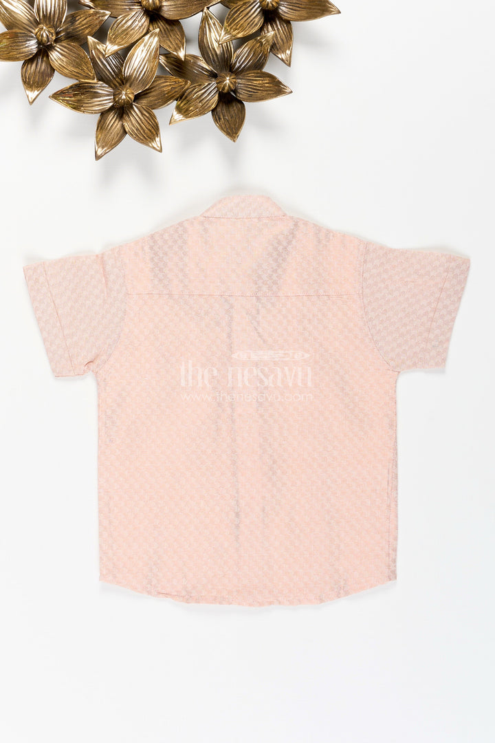 The Nesavu Boys Cotton Shirt Boys Beige Woven Tissue Kurta Shirt Perfect for Birthdays & Poojas Nesavu Nesavu Boys Beige Woven Tissue Kurta Shirt Traditional Outfit Birthdays Poojas