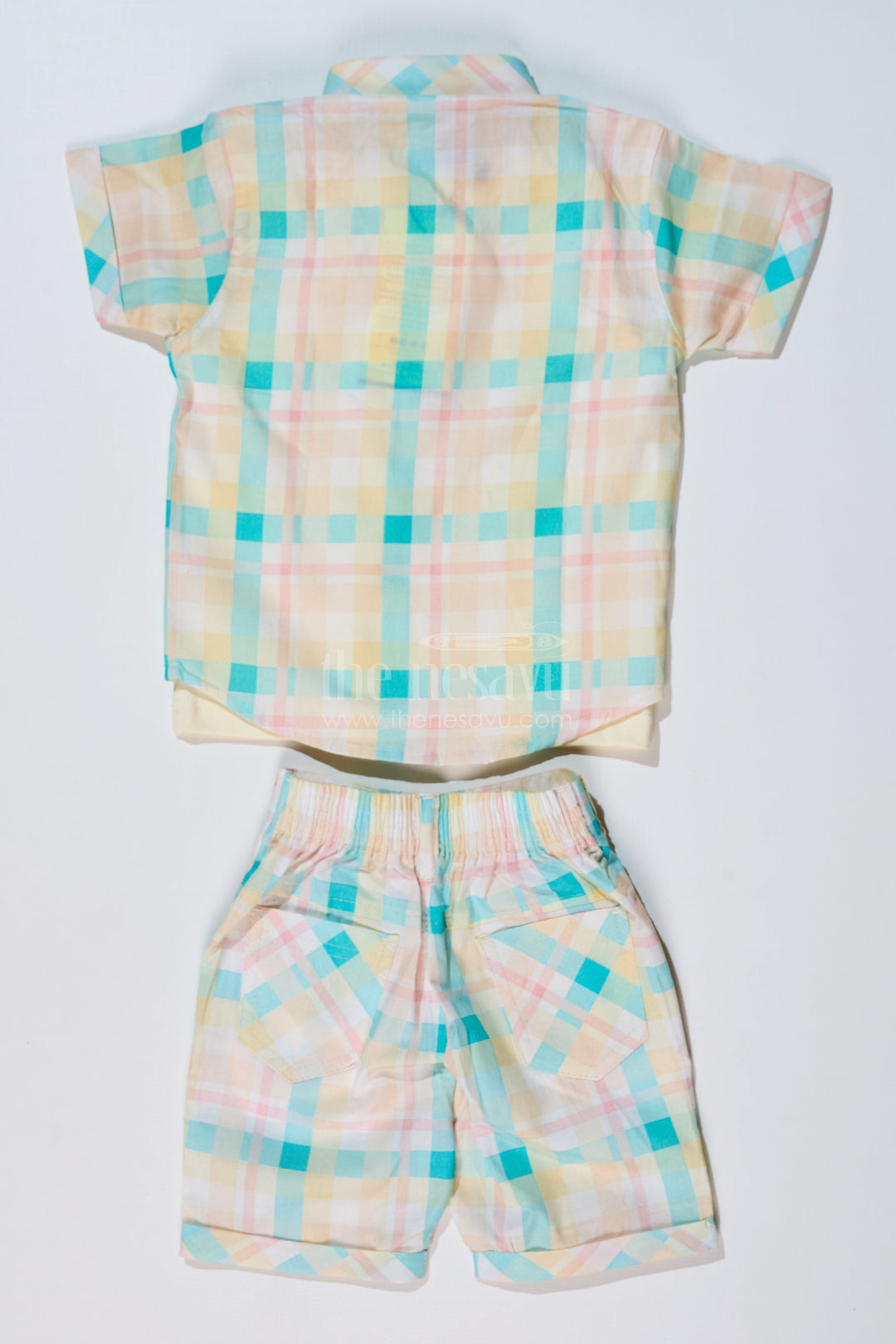 The Nesavu Boys Casual Set Boys Best Smart Casual Shirts with Checked Shorts and Graphic Printed T-Shirt Nesavu Boys Best Smart Casual Shirts Checked Shorts Printed T-Shirt Summer Wear | The Nesavu