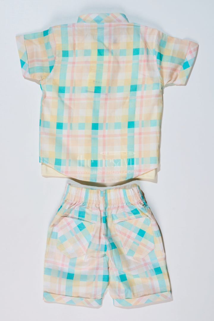 The Nesavu Boys Casual Set Boys Best Smart Casual Shirts with Checked Shorts and Graphic Printed T-Shirt Nesavu Boys Best Smart Casual Shirts Checked Shorts Printed T-Shirt Summer Wear | The Nesavu