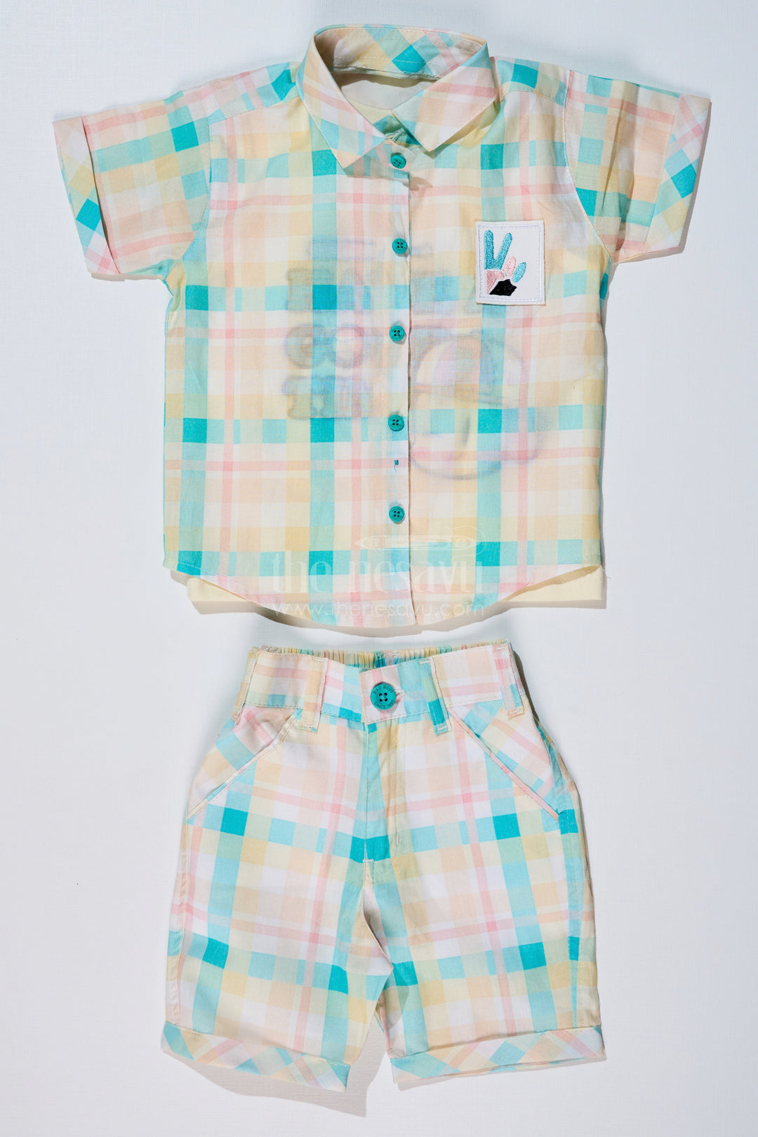 The Nesavu Boys Casual Set Boys Best Smart Casual Shirts with Checked Shorts and Graphic Printed T-Shirt Nesavu Boys Best Smart Casual Shirts Checked Shorts Printed T-Shirt Summer Wear | The Nesavu