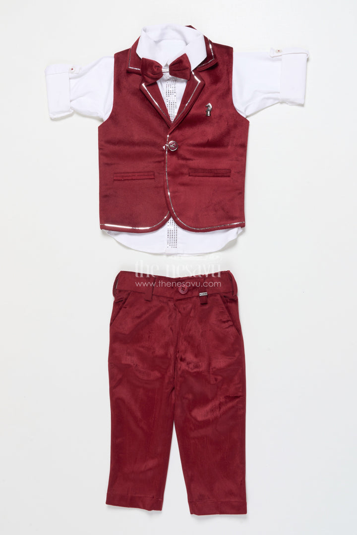 The Nesavu Boys Casual Set Boys Birthday Outfit with Waistcoat and Bowtie for Festive Occasions Nesavu Nesavu boys birthday outfit smart waistcoat bowtie festive occasions