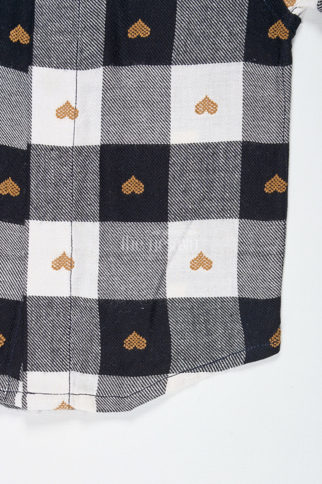 The Nesavu Boys Cotton Shirt Boys Black and White Checkered Shirt with Heart Motif for Outings and Casual Wear Nesavu Nesavu Boys Checkered Cotton Shirt Heart Motifs Casual Wear Birthdays Outings