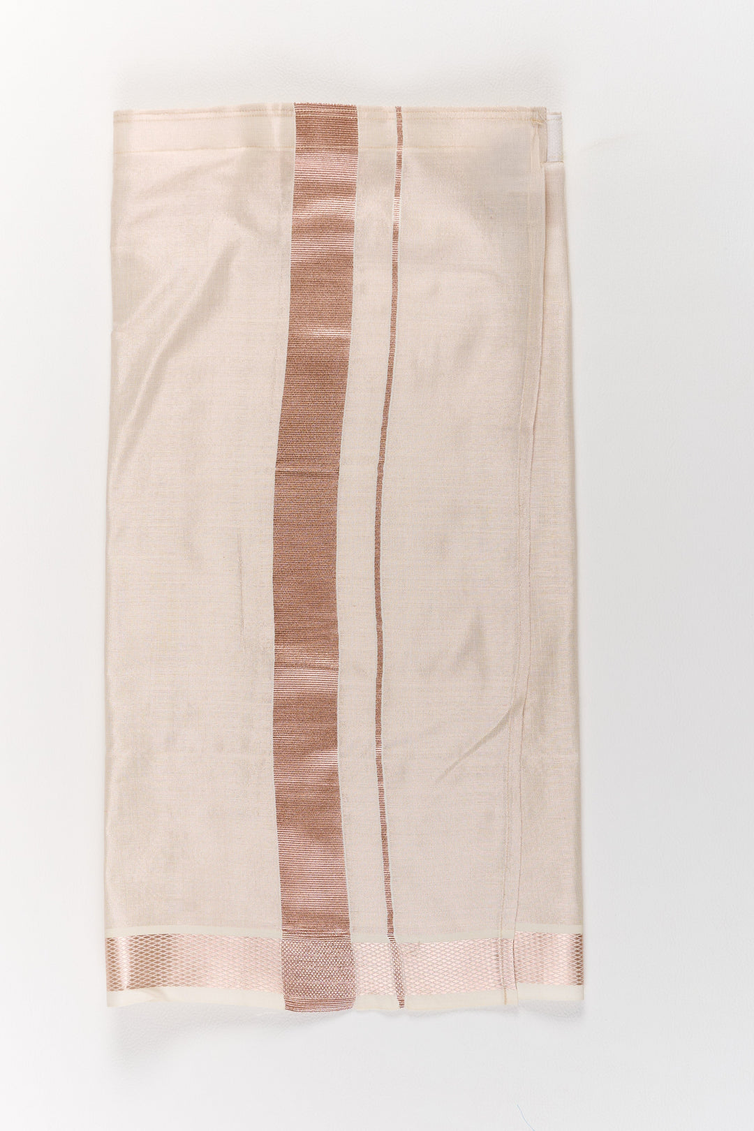 The Nesavu Boys Vesti Boys Blend Silk Vesti with Copper Zari Border for Hindu Festive Celebrations Nesavu 18 (2Y) / Beige D017A-18 Boys Blend Silk Vesti Copper Zari Border Traditional Hindu Ceremonies | The Nesavu